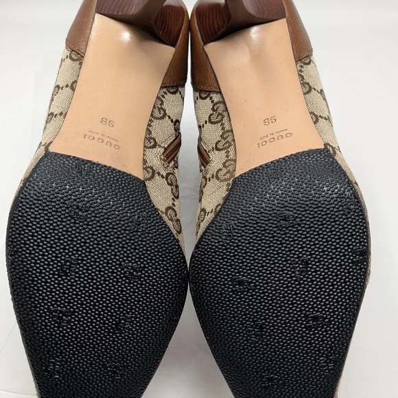 Vintage Gucci Tom Ford GG Monogram Square Toe Kitten Heel Ankle Boots Brown 9 - Picture 13 of 14